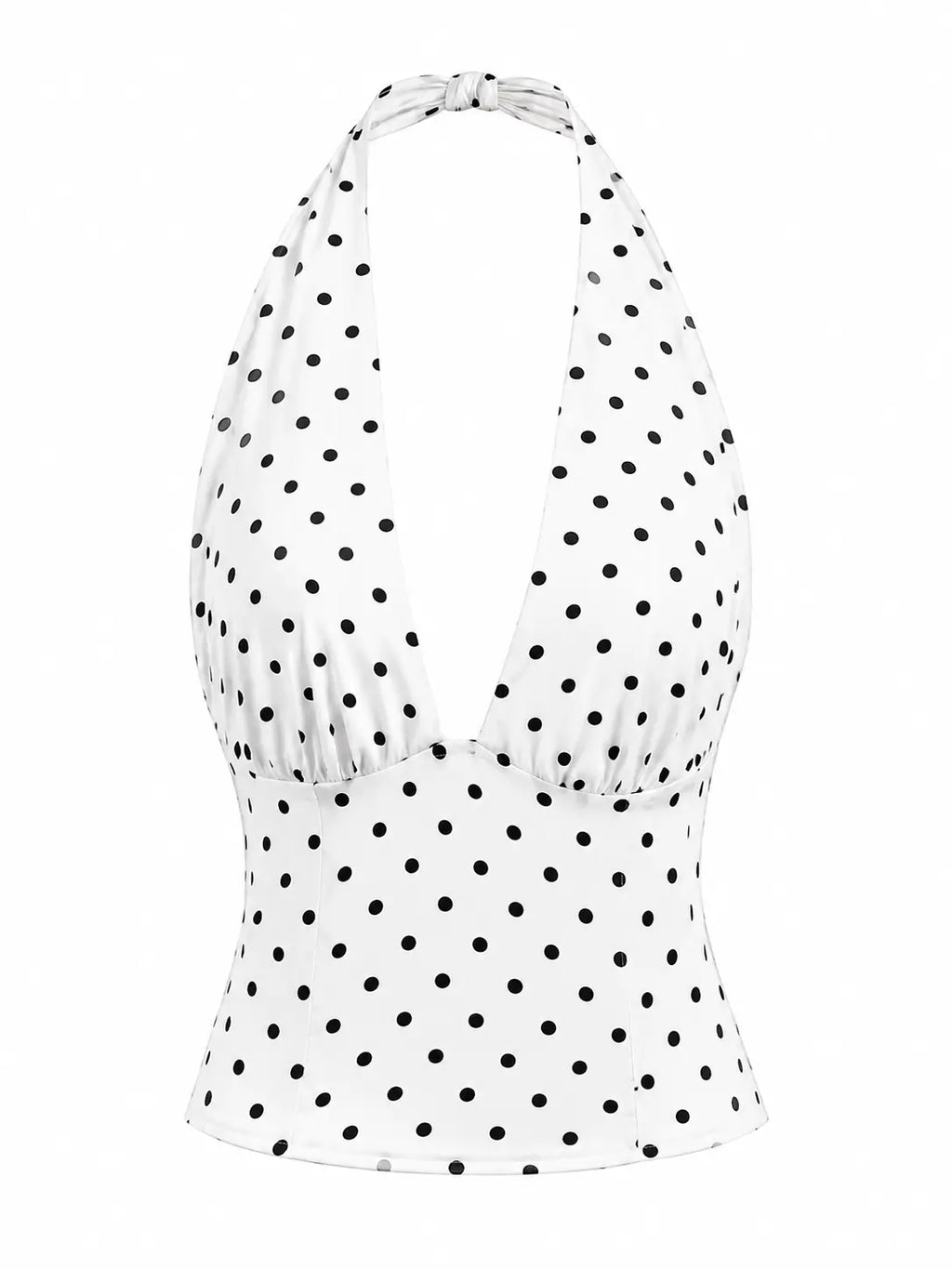 Polka Dot Lace-Up Halter Top