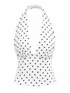 Polka Dot Lace-Up Halter Top