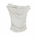 Retro Polka Dot Off-Shoulder Tee