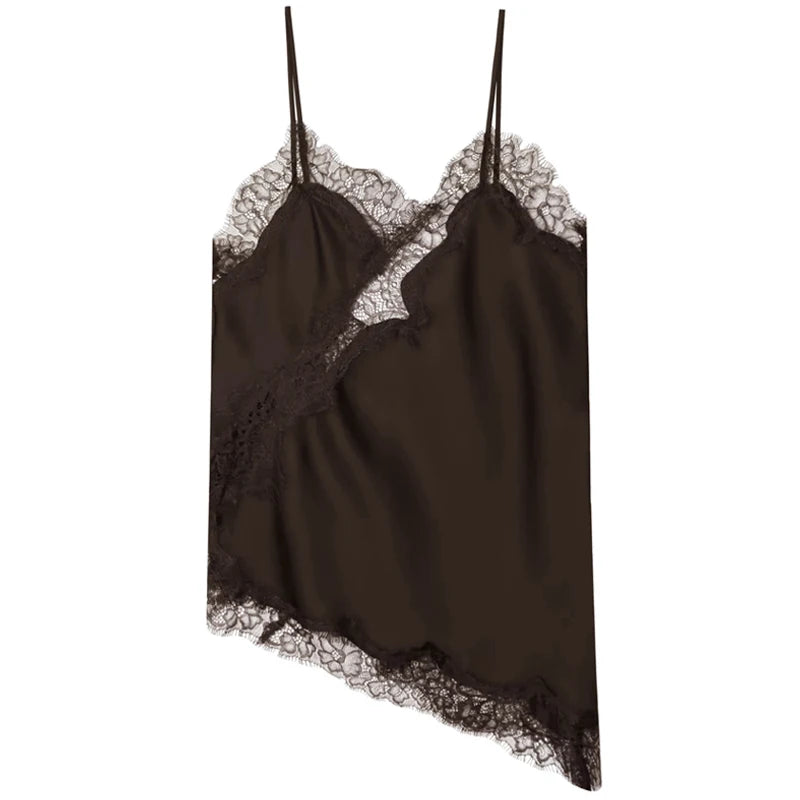 HXAO Y2K Asymmetrical Slip Lace Top Women Sexy Tanks
