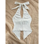 V-Neck Split Back Crop Top