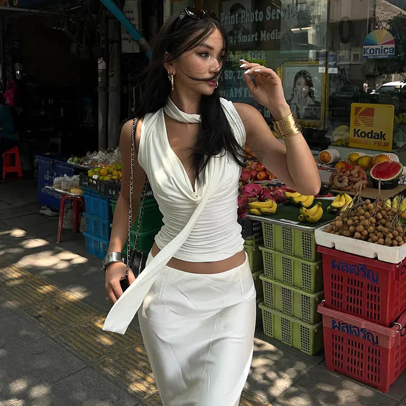 Elegant V-Neck Bandage Tank