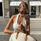 Y2K Ribbed Halter Cami