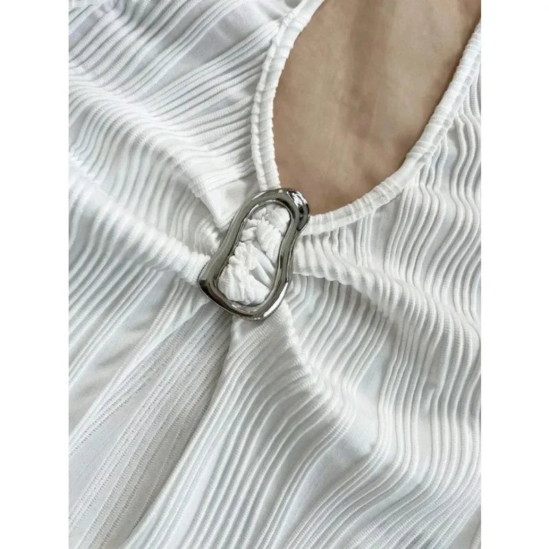 V-Neck Split Back Crop Top