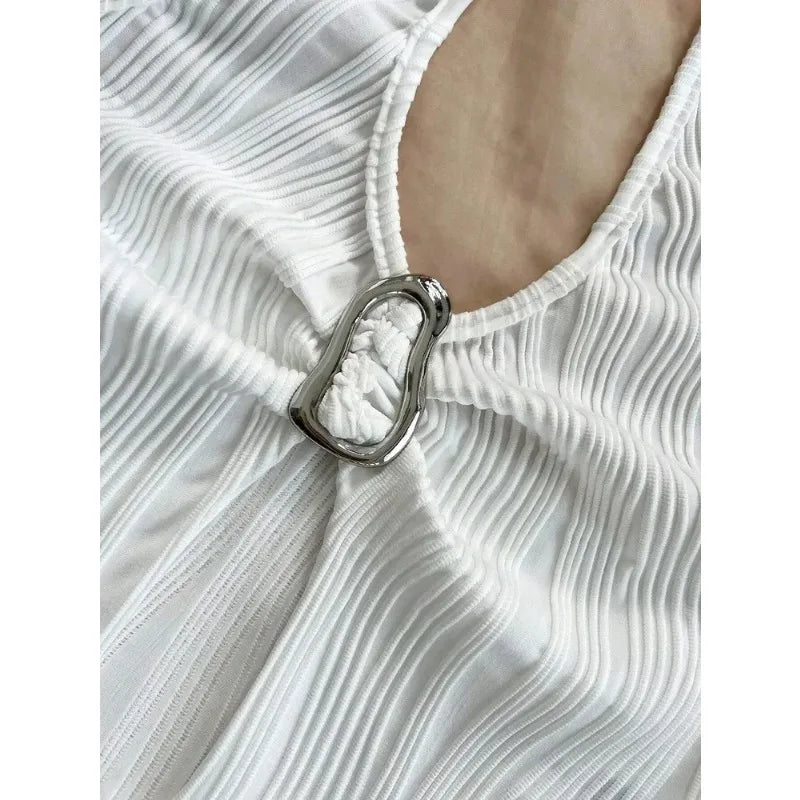 V-Neck Split Back Crop Top