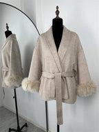 Elegant Fox Fur Wool Coat
