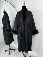Elegant Fox Fur Wool Coat