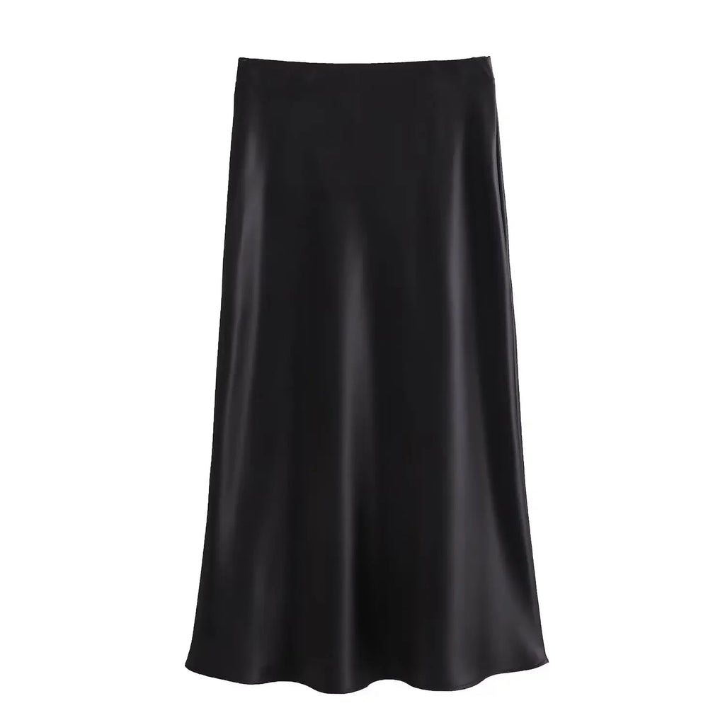Satin Elegance Midi Skirt