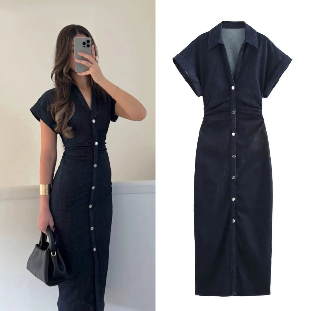 Vintage Charm Denim Dress