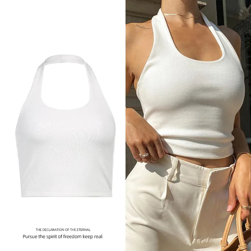 Y2K Ribbed Halter Cami