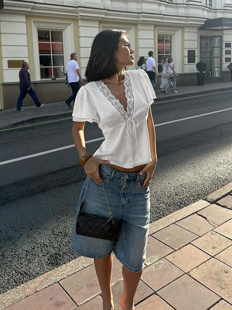Pure Desire Lace V-Neck Tee