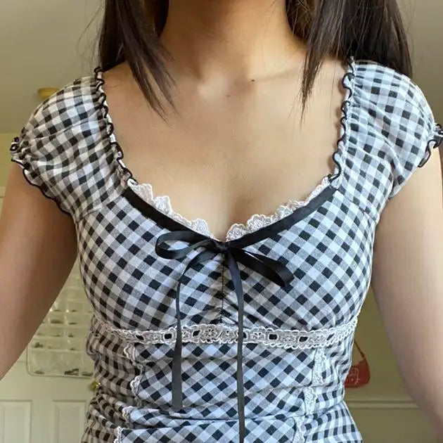 Vintage Lace Trim Crop Top