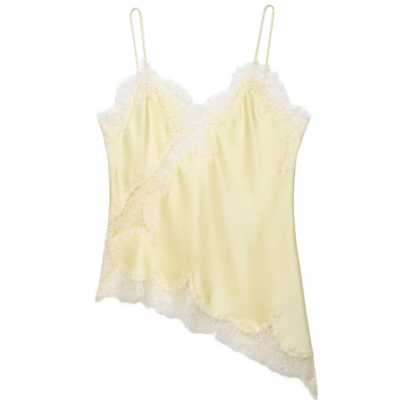 HXAO Y2K Asymmetrical Slip Lace Top Women Sexy Tanks