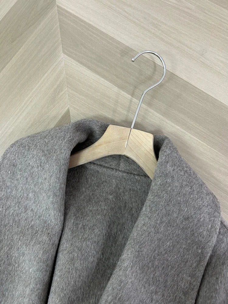 Elegant Fox Fur Wool Coat