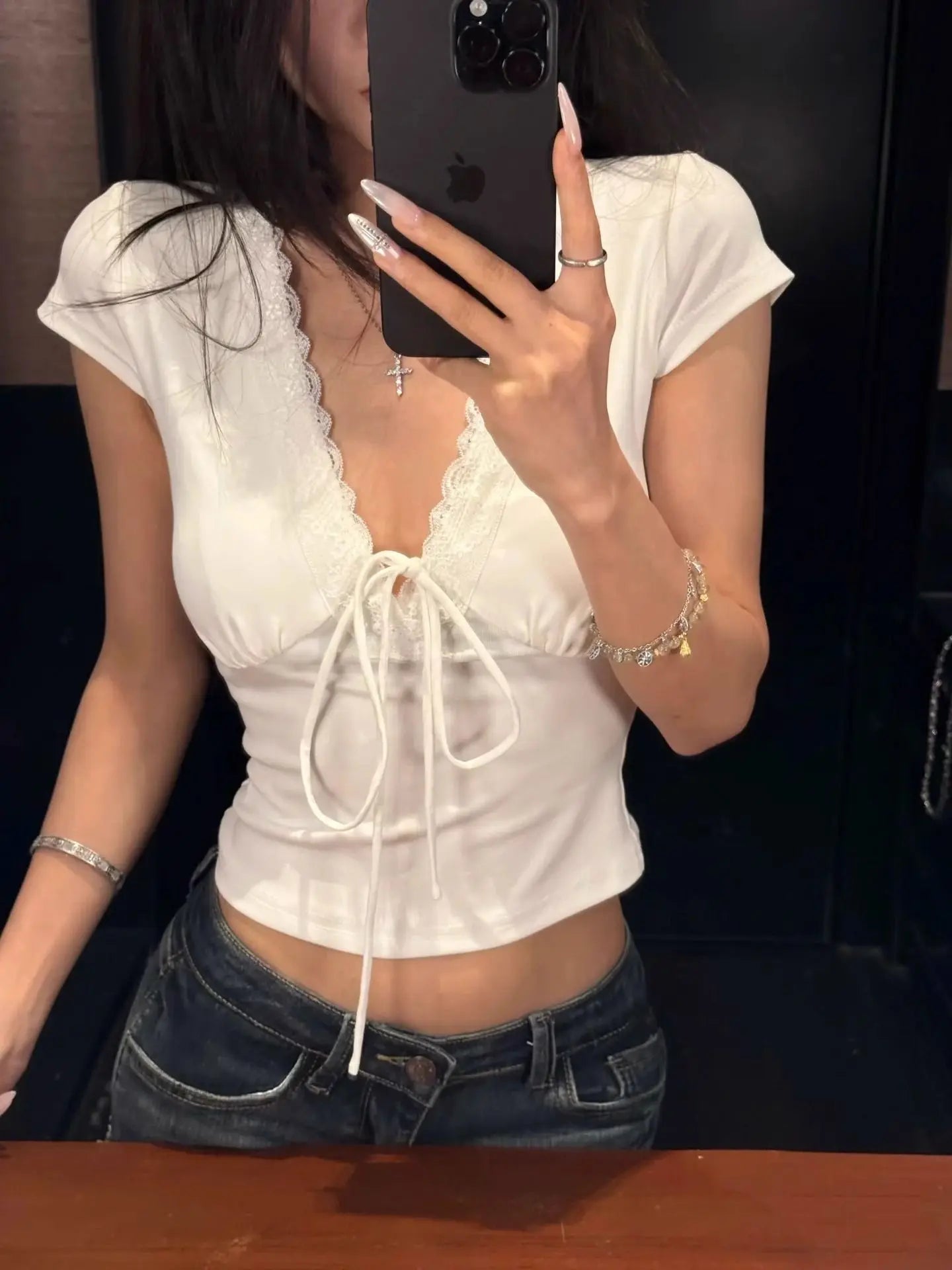 Pure Desire Lace V-Neck Tee