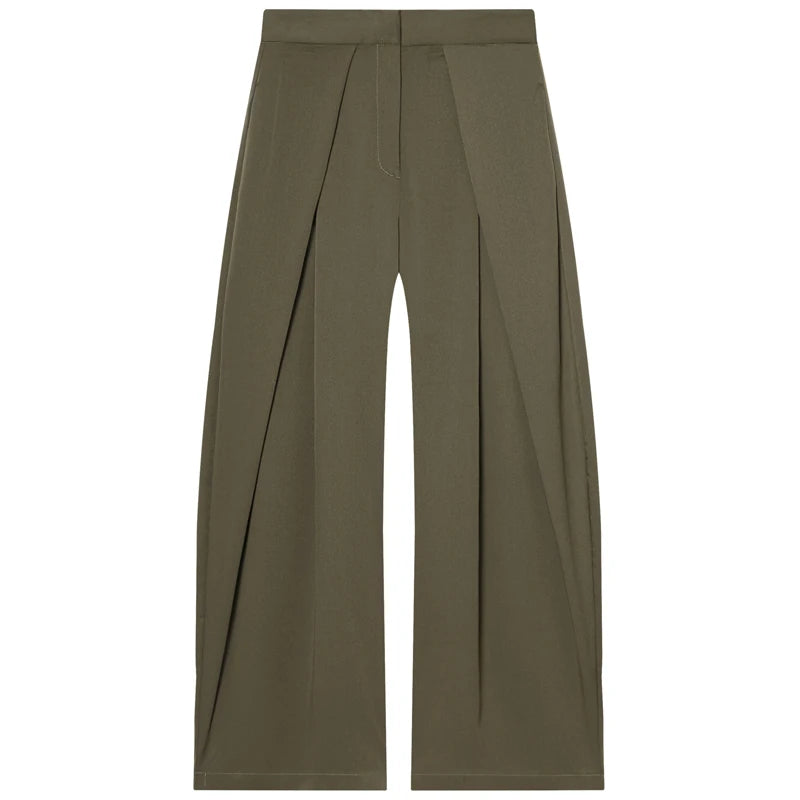HXAO Striped Baggy Pants Women's Autumn 2025 Elegant Pleated Wide Leg Oversized Trousers Ladies Fashion High Waist Pants