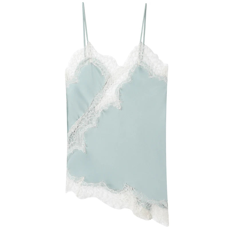 HXAO Y2K Asymmetrical Slip Lace Top Women Sexy Tanks