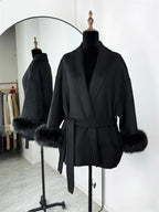 Elegant Fox Fur Wool Coat