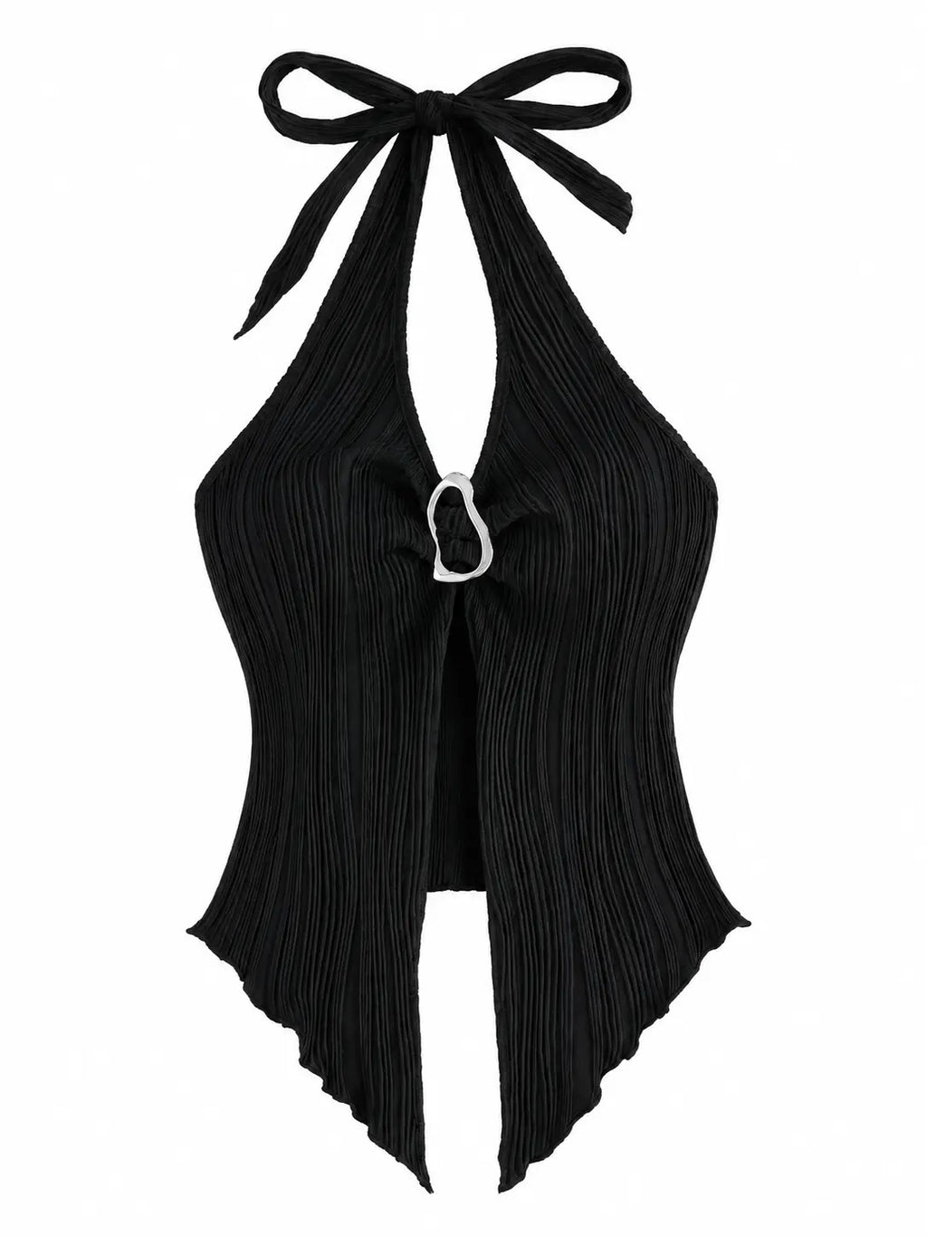 V-Neck Split Back Crop Top