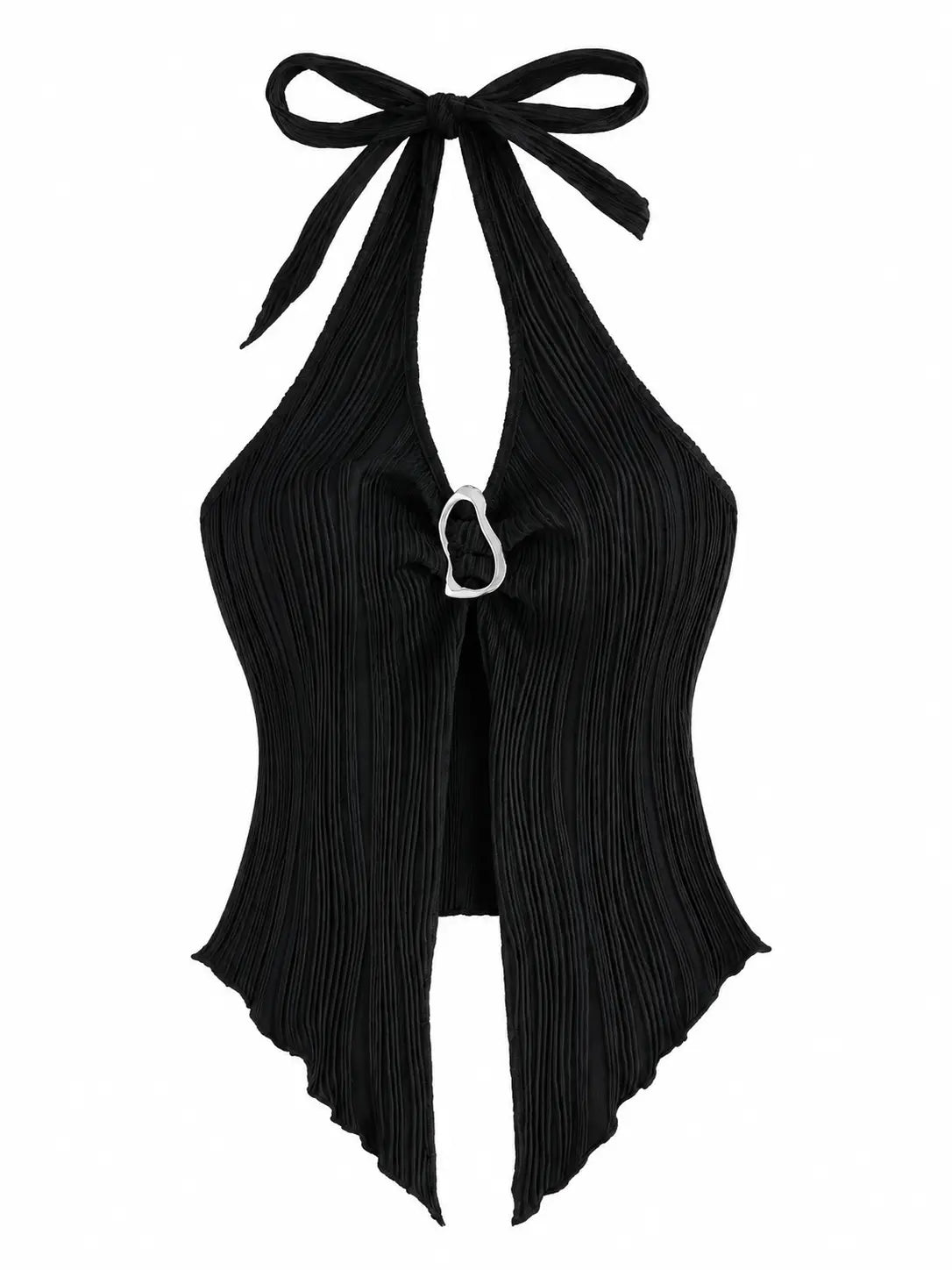 V-Neck Split Back Crop Top